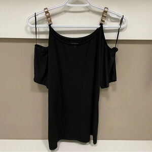 Le Chateau Cold Shoulder Blouse with Metal Straps Size Small